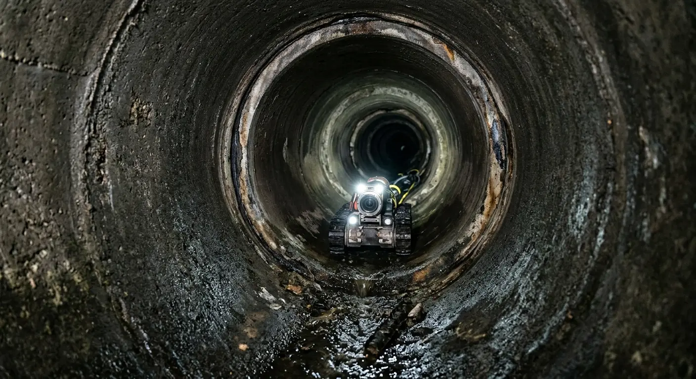 Robotic sewer camera inspecting pipe interior for Sewer Line Repair in Upper Mount Bethel